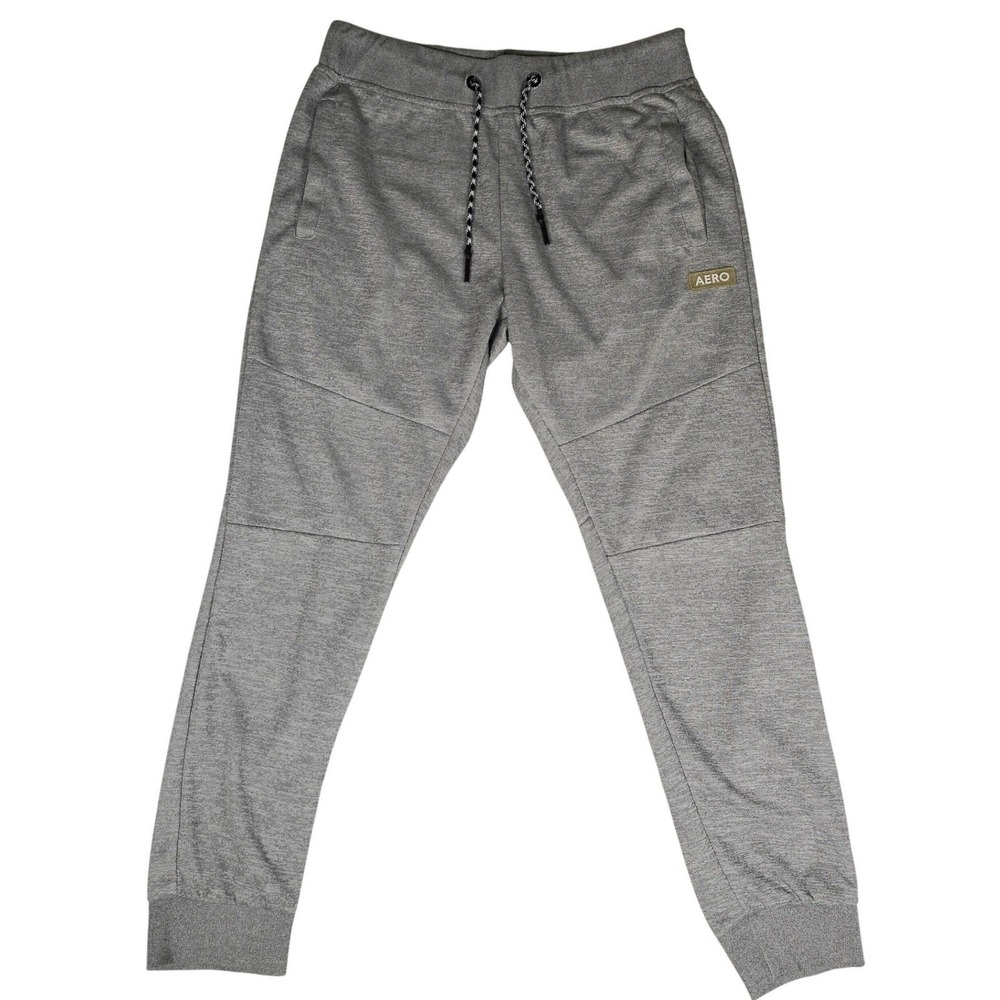 Aeropostale‎ Mens Jogger Sweatpants Heather Gray Drawstring Logo Size L